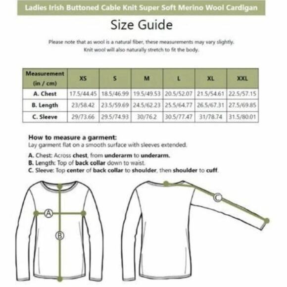 Aran Woollen Mills Cable Aran Full Zip Cardigan Women’s SMALL Merino Wool Chunky - Picture 10 of 10